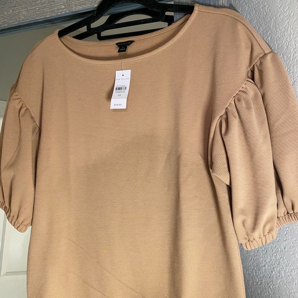 NWT Ann Taylor boatneck puffy sleeve blouse